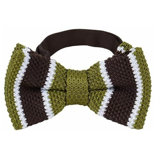 Галстук-бабочка / Street Soul / Вязаный галстук Широкая полоса с окантовкой / зелёный с коричнево-бе (One size)
