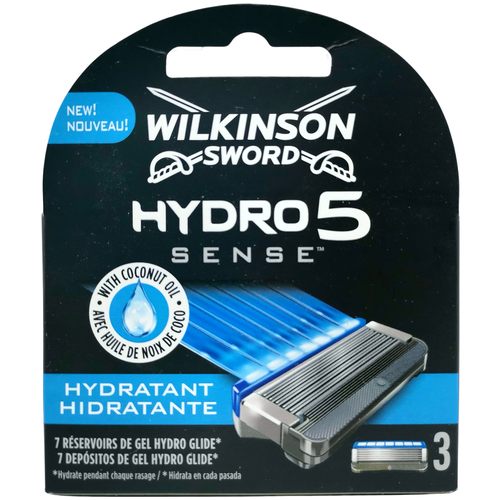 Wilkinson Sword / SCHICK / Hydro5 Sense Hydratant / Сменные кассеты для бритвы SENSE (3 шт) многоразовый бритвенный станок wilkinson sword hydro 5 sense energize черно серый 1 шт