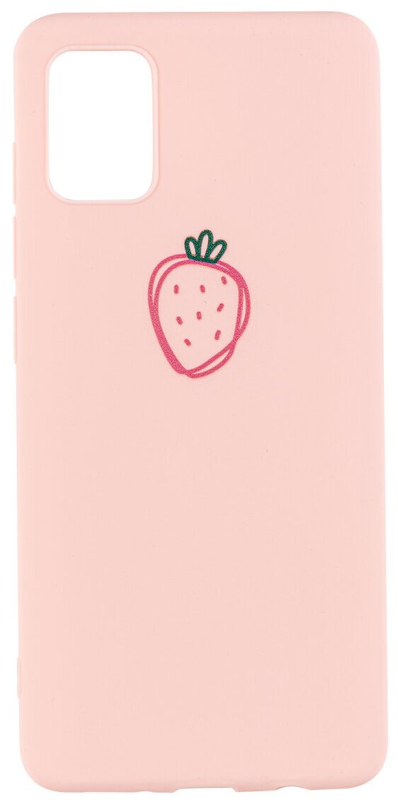Чехол дизайнерский для Samsung Galaxy A51. Розовый. Клубничка.