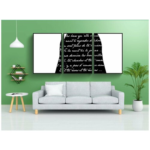 фото Набор модулных постеров для интерьера "французская форма платье, манекен, французские слова" 60x90 см. в тубусе, без рамки lotsprints