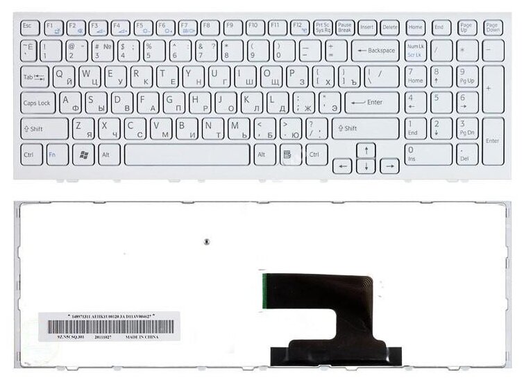 Клавиатура для ноутбука Sony Vaio VPCEH2D0EB белая с рамкой 1130₽