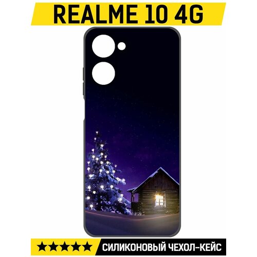 Чехол-накладка Krutoff Soft Case Зимний домик для Realme 10 4G черный