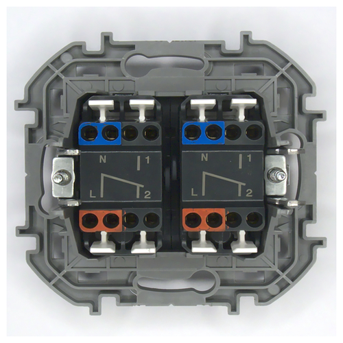 Переключатель модульный двухклавишный с подсветкой- INSPIRIA - 10 AX - 250 В~ - алюминий 673667 LEGRAND переключатель на два направления двухклавишный valena 10 a 250 в алюминий