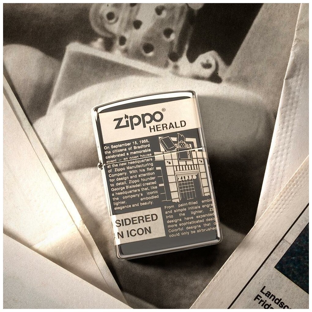 Зажигалка Zippo Classic Black Ice чёрная-глянцевая - фотография № 10