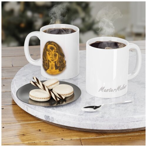 Белая керамическая кружка, 0.33 л., GOLDEN LADY. GL001W