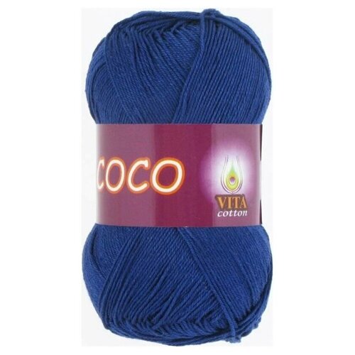 Пряжа хлопковая Vita Cotton Coco (Вита Коко) - 1 моток, 3857 тмено-синий, 100% мерсеризованный хлопок 240м/50г