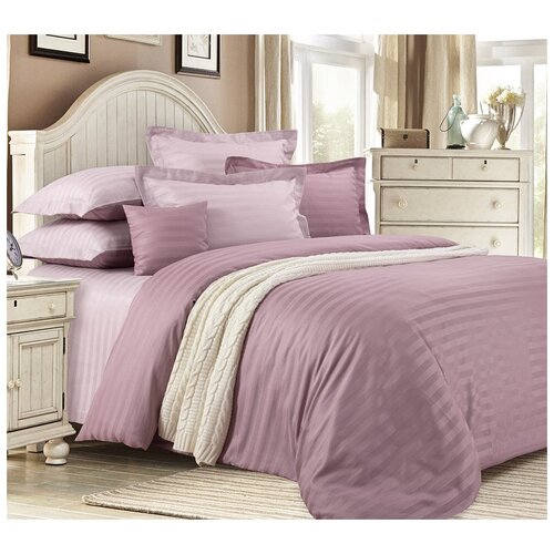 фото Постельное бельё «карамель», страйп-сатин (семейное) текс-дизайн