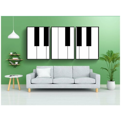 фото Набор модулных постеров для интерьера "клавиатура, ключ, музыка" 60x90 см. в тубусе, без рамки lotsprints