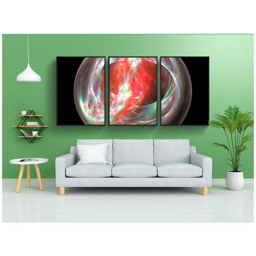 фото Набор модулных постеров для интерьера "фрактал, сфера, круглый" 60x90 см. в тубусе, без рамки lotsprints