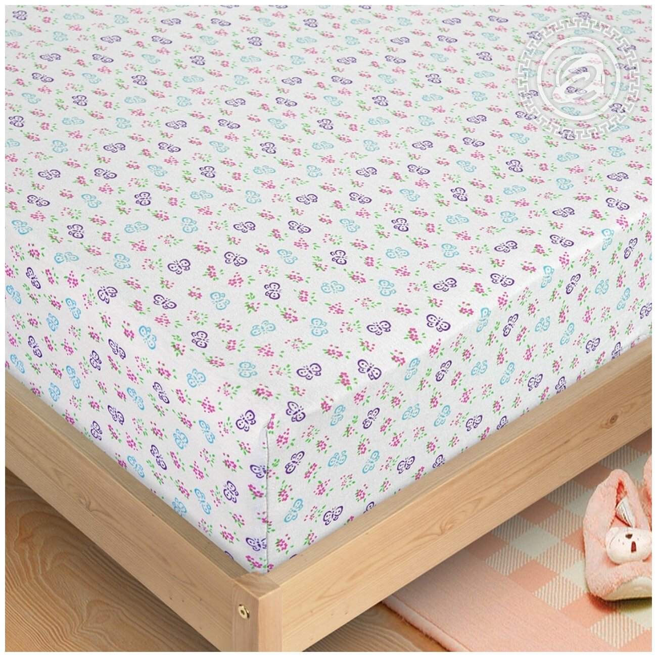 фото Простыня на резинке "Бабочки" 60*120*10