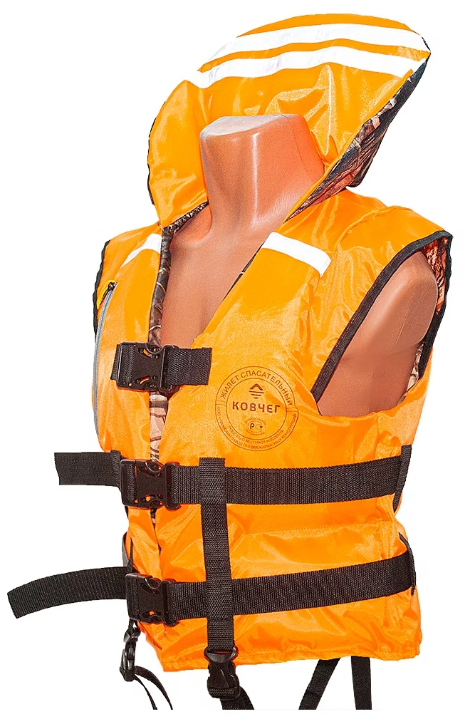 Спасательный жилет Ковчег Хобби двусторонний, оранжевый/камуфляж, L-XL/р.50-52/до 85 кг