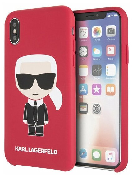 Чехол Karl Lagerfeld Liquid silicone Iconic Karl для iPhone X/XS, красный