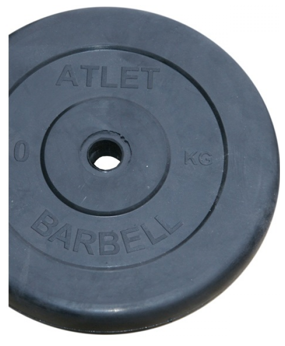 Диск обрезиненный MB Barbell d 31 мм чёрный 20,0 кг Atlet MB-AtletB31-20