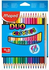 Карандаши цветные Maped "Color Peps" двусторонние, 36 цветов, 18 шт, трехгранные, заточенные