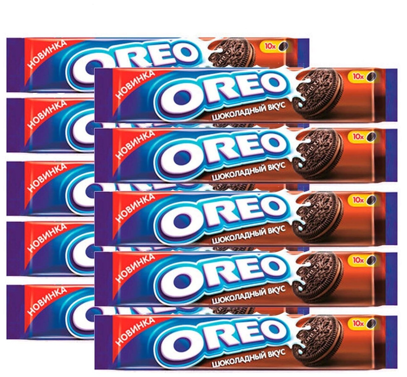OREO печенье с какао и начинкой с шоколадным вкусом 95г Набор 10шт - фотография № 1
