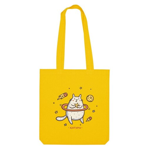 Сумка шоппер Us Basic, желтый мужская футболка милый кот сатурн космос звезды юмор 2xl темно синий