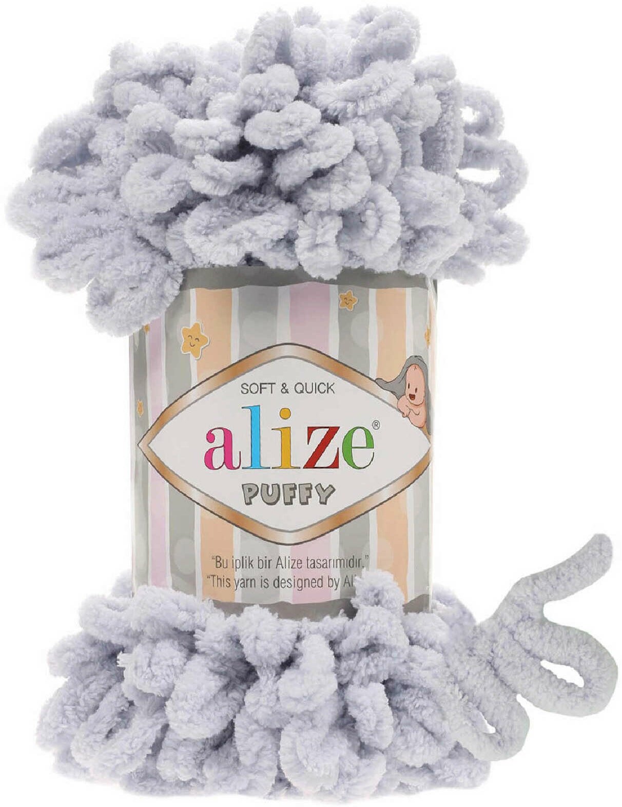Пряжа Alize Puffy светло-серый (416), 100%микрополиэстер, 9м, 100г, 3шт