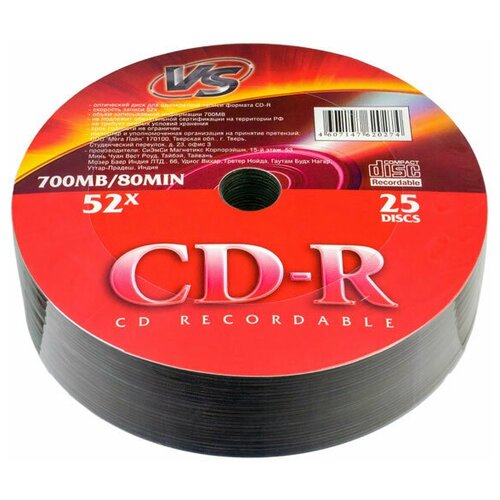 Диск VS CD-R 80 52x Shrink/25 диск vs cd r 80 52x shrink 10