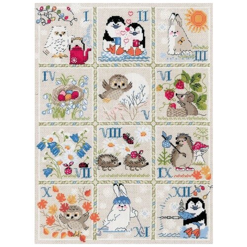 фото Набор для вышивания риолис "лесной календарь",30x40см