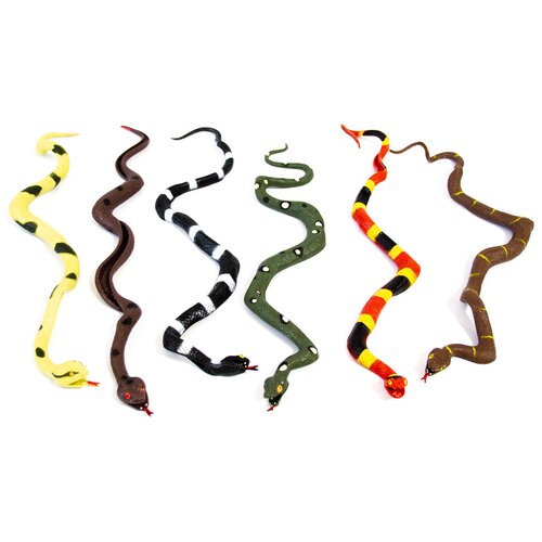 фото Игрушка резиновая-тянучка "змеи", 23 см., набор из 6 шт. в пакете denco.store