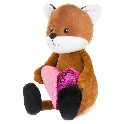 Мягкая игрушка Maxitoys Романтичный Лисенок с сердечком, 25 см, оранжевый