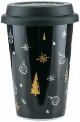 Кружка BILLIBARRI "Christmas tree" фарфор/силиконовая крышка (375 мл цвет: чёрный