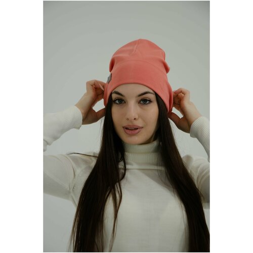 фото Шапка царство ткани, размер 50-62, коралловый