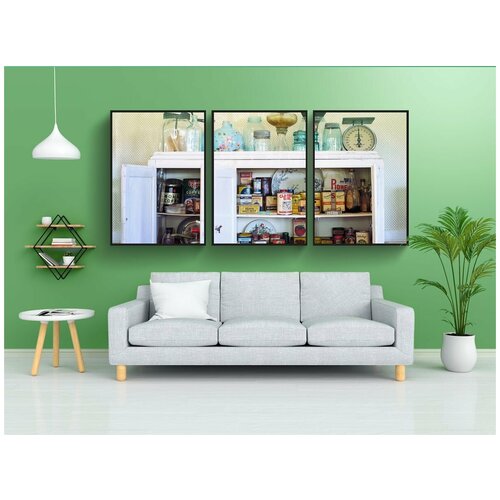 фото Набор модулных постеров для интерьера "ретро, винтаж, кухня" 60x90 см. в тубусе, без рамки lotsprints