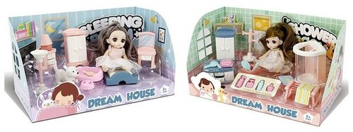 Shenzhen toys Кукла с набором мебели SLEEPING ROOM/SHOWER ROOM в коробке