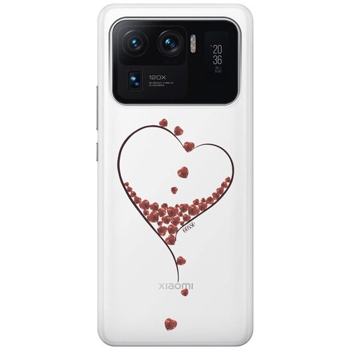 Ультратонкий силиконовый чехол-накладка Transparent для Xiaomi Mi 11 Ultra с 3D принтом Little hearts ультратонкий силиконовый чехол накладка transparent для xiaomi mi 9 с 3d принтом little hearts