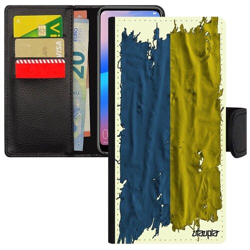 фото Ударопрочный чехол книжка для смарфона // samsung galaxy a50 // "флаг украины на ткани" патриот страна, utaupia, белый