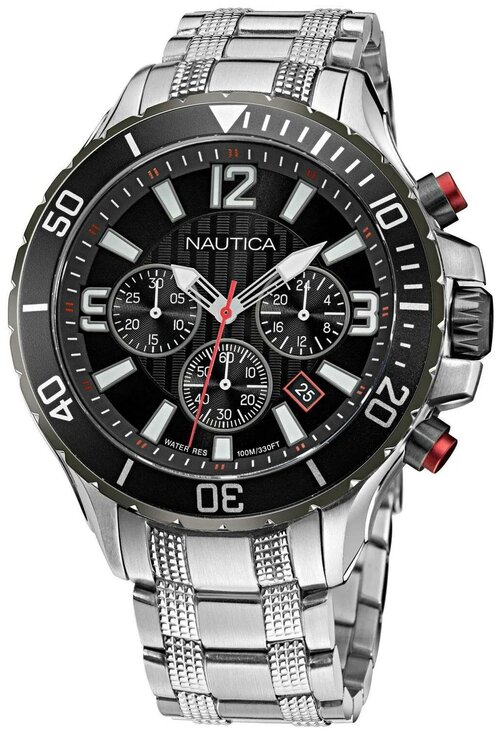 Наручные часы NAUTICA Chrono, серебряный, черный