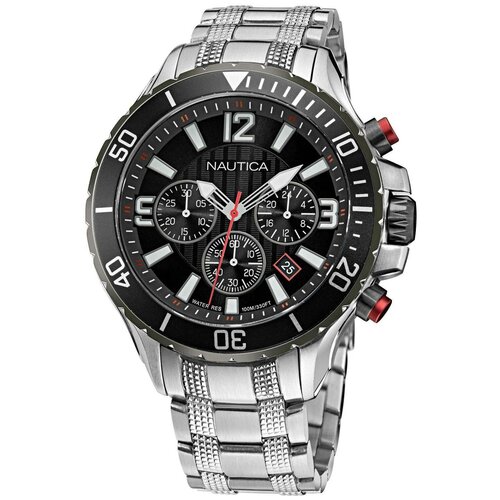 Наручные часы NAUTICA Chrono, серебряный, черный