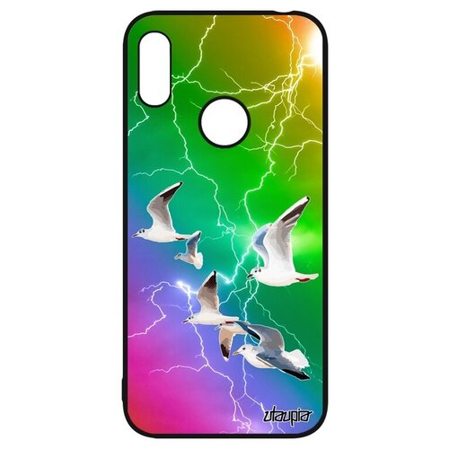 фото Дизайнерский чехол на смартфон // huawei y6 2019 // "чайки" альбатрос птицы, utaupia, цветной