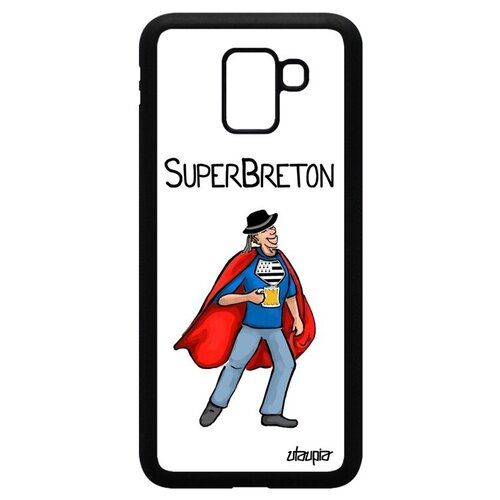 фото Противоударный чехол для мобильного // galaxy j6 2018 // "супербретонец" рисунок комикс, utaupia, белый