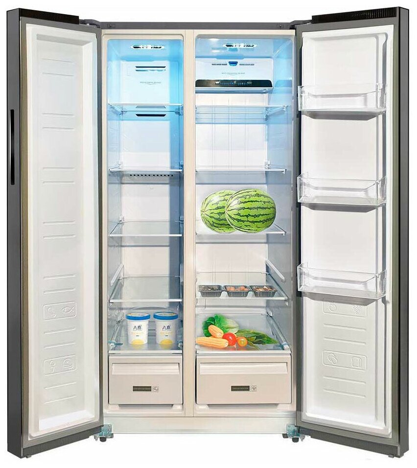Холодильник Side by Side Ginzzu NFK-615 серебристый - фотография № 2