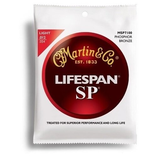 Струны для акустической гитары, MARTIN MSP7100 LIFESPAN SP, 12-54