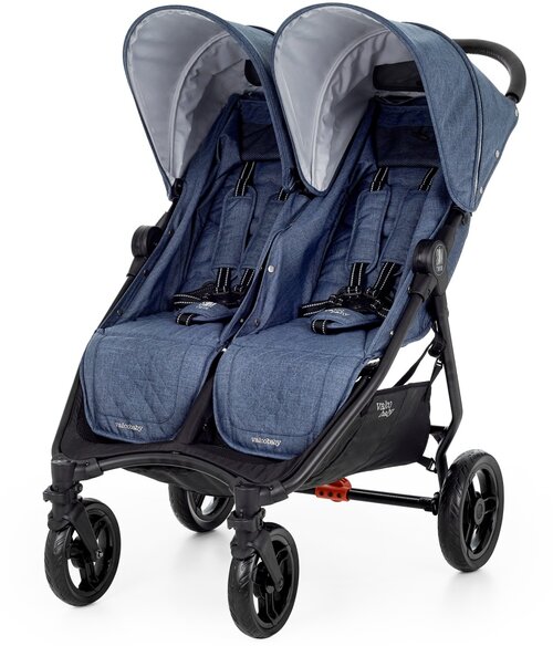 Прогулочная коляска для двойни Valco Baby Slim Twin, denim, цвет шасси: черный