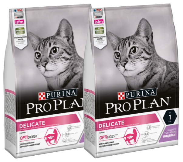 Purina Pro Plan Сухой корм для взрослых кошек с индейкой и рисом чувствительное пищ-ние (Adult Delicate) - 511496112369871, 3 кг, 21299 (2 шт)