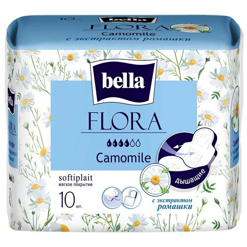 Прокладки гигиенические bella FLORA Camomile, 10 шт./уп. (с экстрактом ромашки)