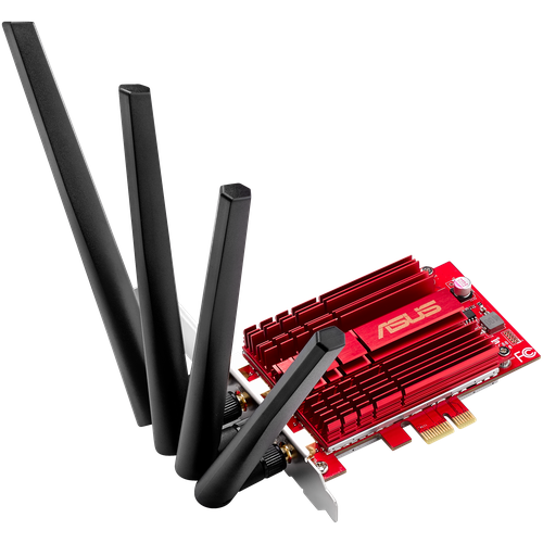 Сетевой адаптер ASUS PCE-AC88, красный/черный беспроводной wi fi адаптер fenvi pce ax210 5374 мбит с 2 4 ггц