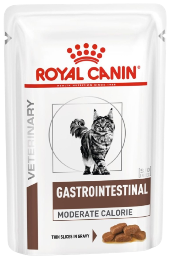 Влажный корм для кошек Royal Canin Gastro Intestinal Moderate Calorie при проблемах с ЖКТ (кусочки в желе)