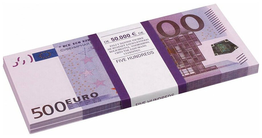 фото Деньги сувенирные/игрушечные Riota для приколов/выкупа невесты на свадьбе/кассы и игры, 500 евро, 100 шт.