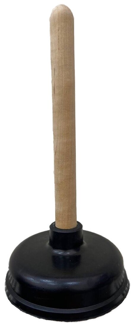 Вантуз резиновый сантехнический с широким резиновым наконечником 110 мм деревянная ручка - фотография № 1