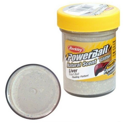 Паста форелевая Berkley PowerBait NATURAL SCENT Glitter TROUT BAIT 50gr LIVER - WHITE