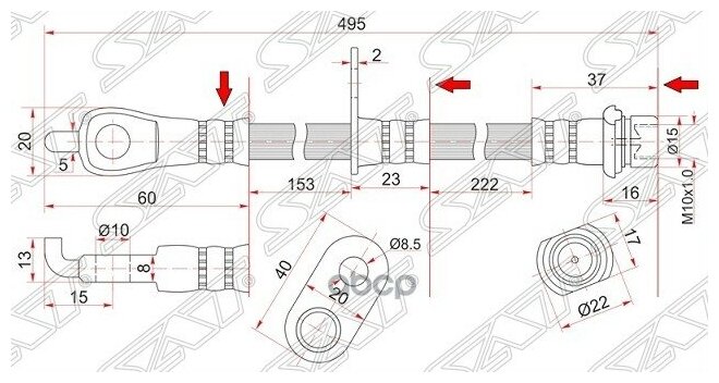 Шланг Тормозной Передний (Таиланд) Toyota Camry/Lexus Es240/350 06- Rh Sat арт. ST-90947-02F58