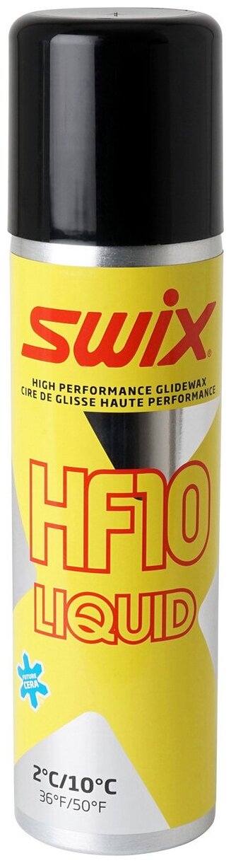 Парафин Swix Yellow 2°C/10°C высокофторовый жидкий, HF10XL-120, желтый, 125 мл