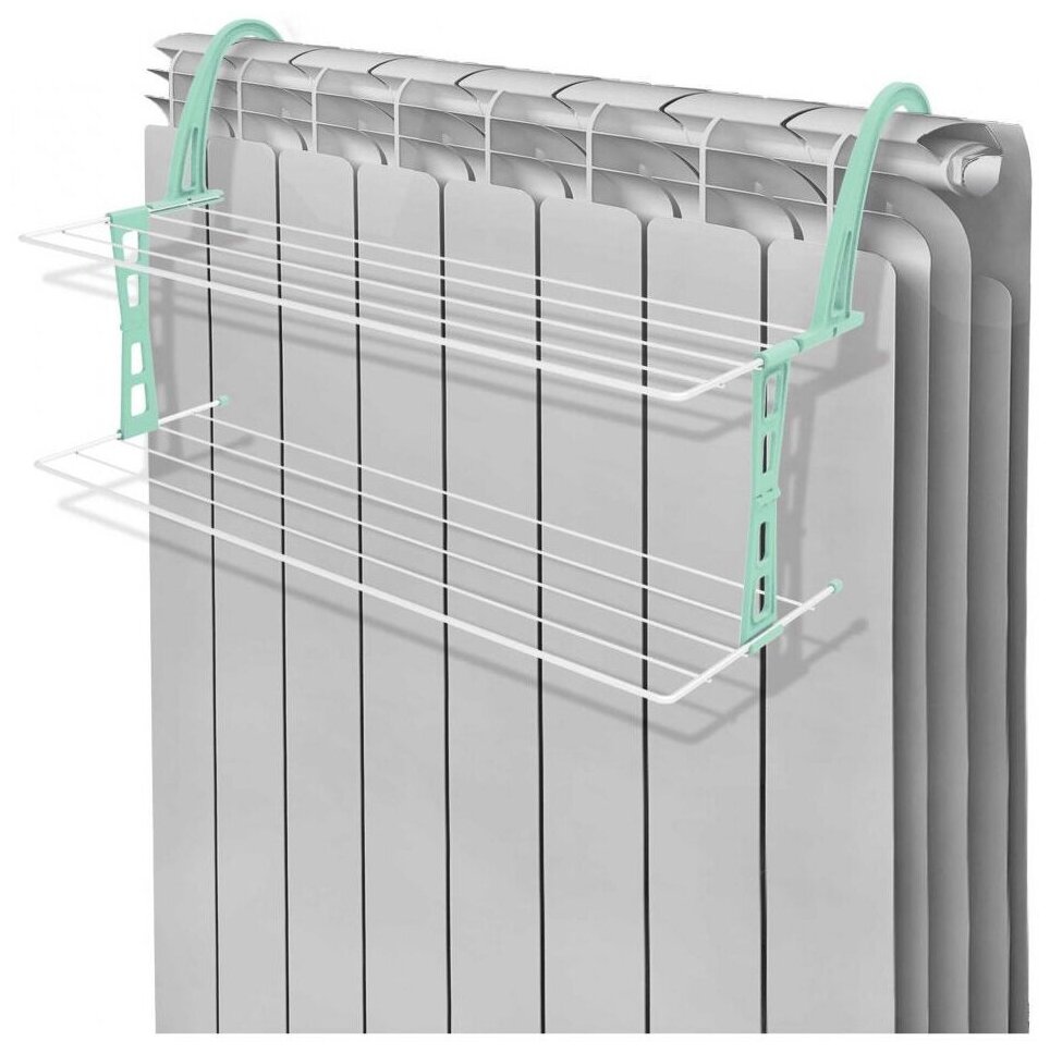 Сушилка для белья на радиатор 650х340х360мм цвет белый 2х ярусная