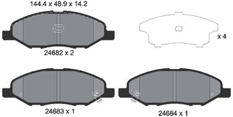 Дисковые тормозные колодки передние Textar 2468201 для Mitsubishi, Nissan (4 шт.)