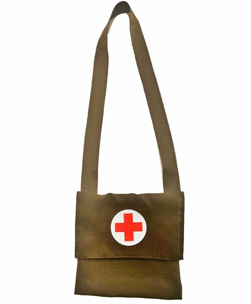 Карнавальная сумка медсестры военная детская для костюма санитарки на 9 мая